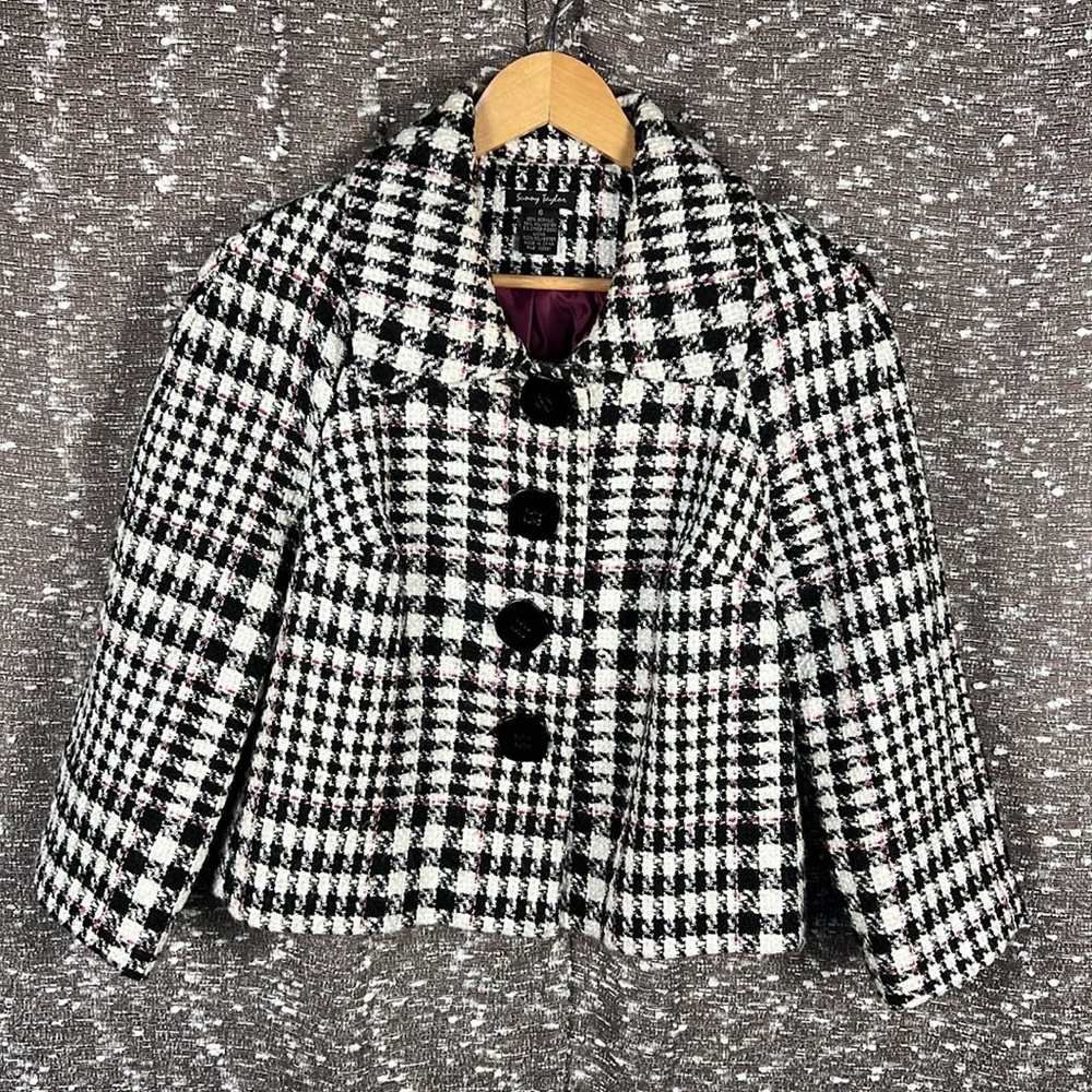 Sunny Taylor Black and White Cropped Button Up Blazer Jacket Size 6‎